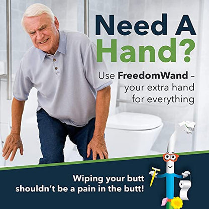 FreedomWand Multipurpose Toilet Aids - 20" Inch Wiping Aid Toileting for Women & Men, Butt Wiper Tool, Toilet Assist Device and Paper Extender, Ideal for Elderly, Disabled and Post Surgery Use - size: 20 Inch