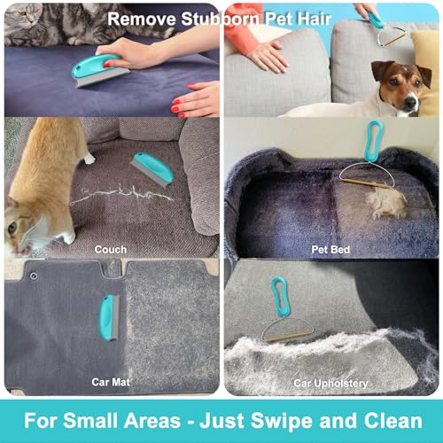 Carpet Rake for Pet Hair Removal (3 Pack), Dog Cat Fur Remover Rubber Broom, Lint Shaver Cleaner Tools Pro, Long Handle Carpet Scraper Brush for Carpet, Rug, Car Mat, Couch, Pet Bed, Furniture