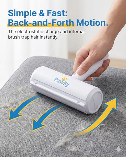 Pet Hair Remover Roller – Reusable Lint Roller for Pet Hair, Dog & Cat Hair Remover – Self-Cleaning Fur Removal Tool for Couch, Sofa, Furniture, Carpet, Car Seats & Bedding – No Refills Needed