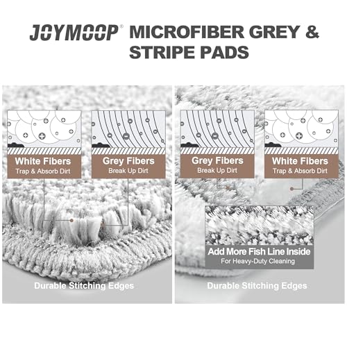 JOYMOOP Microfiber Replacement Pads for 13" Flat Mop System, Reusable Refills, 2-Pack, Grey and Stripe - color: 2 Pcs 13" - 1 Grey + 1 Stripe, size: 13.0 × 4.9 Inch