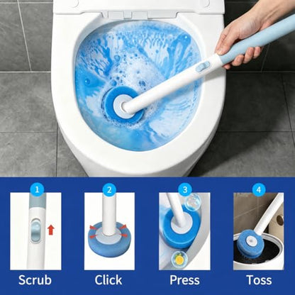 RV Toilet Brush and Holder, Wall Mount Toilet Cleaner with 56 Cleaner Refills, Hands-Free Toilet Bowl Wand Kit for RV Camper & Small Bathroom