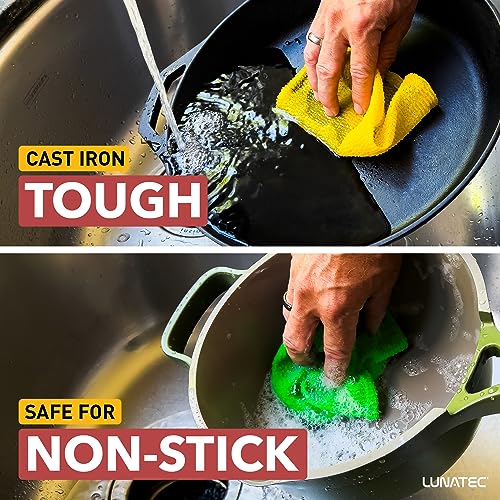 Lunatec Odor-Free Kitchen Dishcloths. A Scrubber and scouring pad for All Surfaces. (4-Pack) - color: Brown