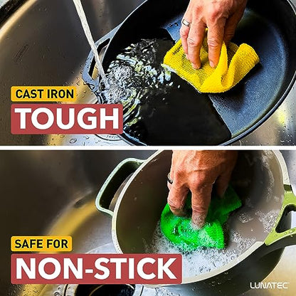 Lunatec Odor-Free Kitchen Dishcloths. A Scrubber and scouring pad for All Surfaces. (4-Pack) - color: Brown
