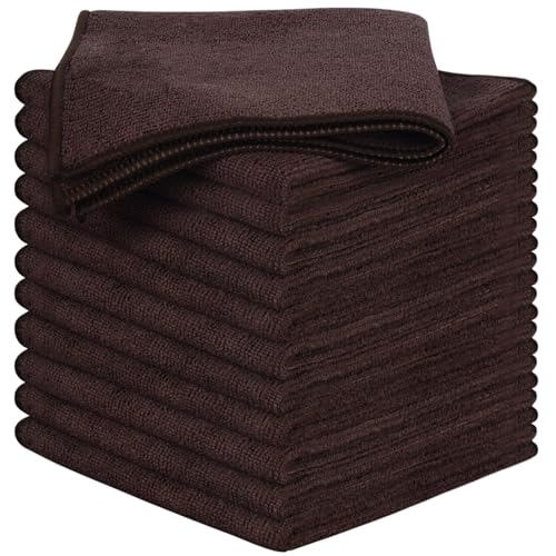SINLAND Absorbent Microfiber Dish Cloth Kitchen No Streak Cleaning Cloth Dish Rags Lens Cloths 12 Inch X 12 Inch 12 Pack Dark Brown - color: Dark Brown