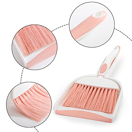 Frcctre 3 Pack Small Dustpan and Brush Set, Multipurpose Plastic Small Hand Whisk Broom and Dustpan Set Cleaning Sweep Tools for Desk Car Keyboard Countertop Home Kitchen