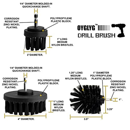 Drill Brush Attachment Kit, Multi-Purpose Scrubber, 4-Piece Cleaning Kit for Bathroom, Glass, Tile, Car Tires - Black - color: Black