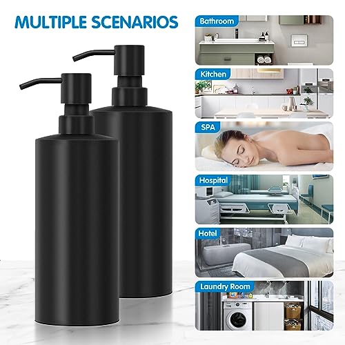 ARKTEK Large Stainless Steel Countertop Soap Dispenser Matte Black- Rust and Leak Proof Liquid Hand Soap Pump Bottle for Kitchen, Bathroom and Countertop Hand Dish Lotion (20 Oz / 600ml) - color: 666-black