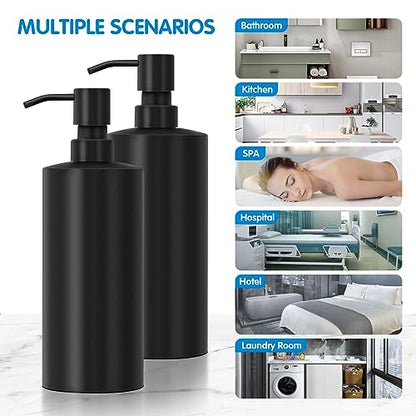 ARKTEK Large Stainless Steel Countertop Soap Dispenser Matte Black- Rust and Leak Proof Liquid Hand Soap Pump Bottle for Kitchen, Bathroom and Countertop Hand Dish Lotion (20 Oz / 600ml) - color: 666-black