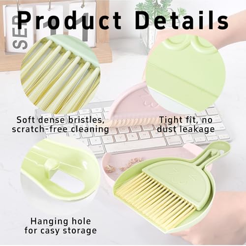 Green Mini Broom and Dustpan Set, Small Handheld Brush Combo for Kids Kitchen Counter Table Desk Car and Pet Area Cleaning - color: Green