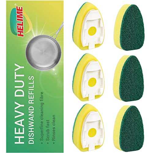 Dishwand Refills Sponges Heads - Non Scratch Dish Wand Refill Replacement, Heavy Duty Scrub Dots Brushes Dispenser, Soap Dispensing Scrubbers, Dishwashing Cleaner Supplies Kitchen Sink Dishwasher Tool - size: 6 Count (Pack of 1)