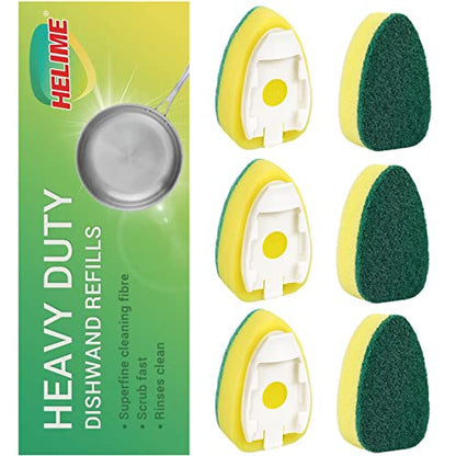 Dishwand Refills Sponges Heads - Non Scratch Dish Wand Refill Replacement, Heavy Duty Scrub Dots Brushes Dispenser, Soap Dispensing Scrubbers, Dishwashing Cleaner Supplies Kitchen Sink Dishwasher Tool - size: 6 Count (Pack of 1)