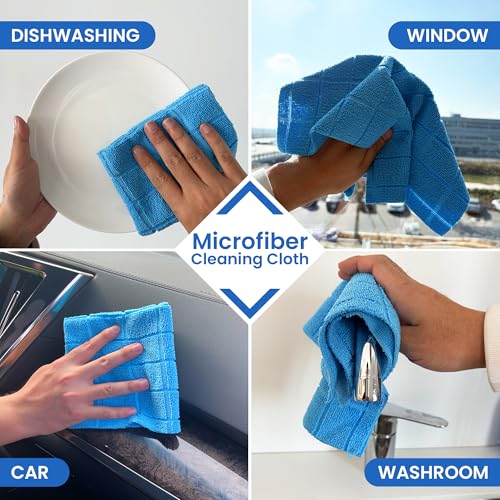Greenfound Microfiber Cleaning Cloth Roll, 80 Pack Tear Away Towels, Reusable Washable Lint Free Scratch Free Absorbent Cleaning Rags for Kitchen Home Car Window Glass, 11.5 x 11.5 Inch Check Blue - color: Check Blue