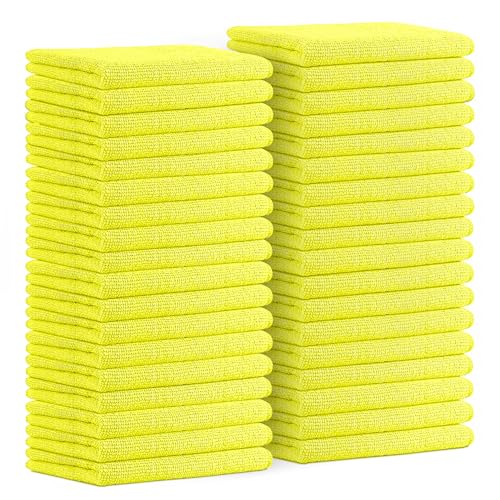 Avalon Towels Microfiber Cleaning Cloths (Value Pack of 36) - Size 16 x 16 Inches, Highly Absorbent Cleaning Rags, Lint Free, Reusable and Washable, Microfiber Towels for Cars - color: Yellow, size: Pack of 36 - 16x16 Inches