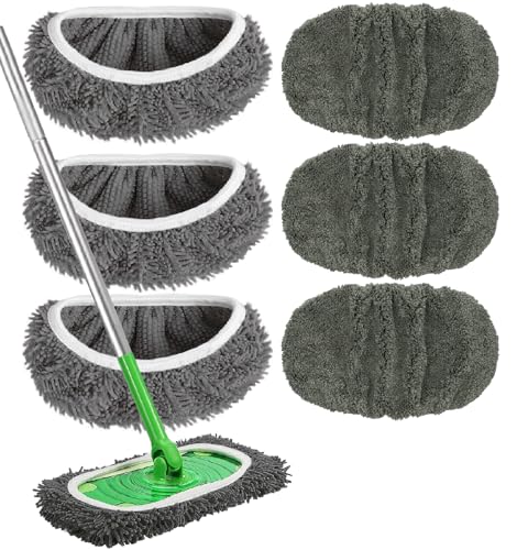 Reusable Microfiber Mop Pads Washable Wet Pads Compatible with Swiffer Sweeper Refills Pads for Wet & Dry Sweeping Cloths Mop Head Replacement for Household Cleaning - size: Grey 6PCS