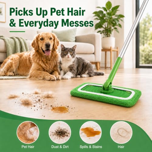 16 Pack Reusable Microfiber Mop Pads Compatible with Swiffer Sweeper, Washable Wet & Dry Mopping Pad Refills for Hardwood, Pet Hair, Laminate, Marble, Multi-Surface Floor Cleaning - size: 16PC–Family Value Pack