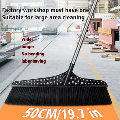 Heavy Duty Outdoor Angle Broom with 20" Wide 51" Long Handle Stiff Bristles Sweeper Perfect for Driveway/Courtyard/Industry Area/Lobby/Mall/Garage/Wood/Stone/Tile/Concrete Floor Sweeping