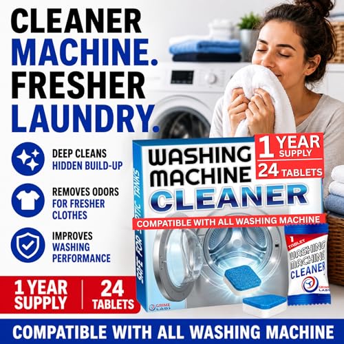 Washing Machine Cleaner Tablets - Penetrating Deep Clean Washer Cleaner Tablets For Front Loader And Top Load HE - Active Formula Tub Descaler Deodorizer - style: Washing Machine Cleaner