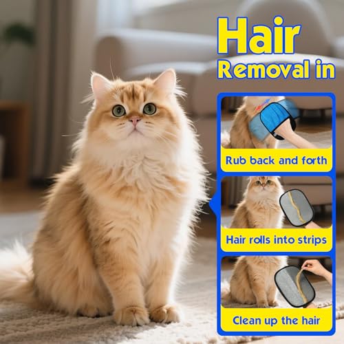 Pet Hair Removal Glove for Cats & Dogs, 2 Pcs Thickened Five-Finger Electrostatic Hair Remover Golve,Magic Brush with Pet Hair Remover Comb on Carpet, Clothing, Laundry, Couch - size: Brush & Hair Removal Gloves