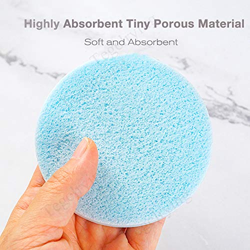 Facial Sponge Compressed,60 Pcs PVA Professional Makeup Removal Wash Round Face Sponges Spa Pads Exfoliating Cleansing for Women,Blue,Purple - color: Blue,Purple