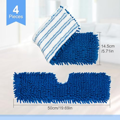 4 Pack Mop Heads Replacements Compatible for Ocedar Dual-Action Microfiber Flip Mop, Double Sided Mop Replace Head Mop Refills with Microfiber & Chenille for Dry Wet Use, Reusable, Machine Washable - color: Bule-white Mop Heads Replacements for Ocedar Dua
