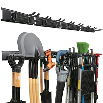 TIDYME Garage Tool Organizer Wall Mount - 64 inches - Sturdy Storage Rack with Adjustable Hooks, Anti-Rust - Easy Installation, 400lbs Capacity - Garden Tool Organizer (04 Racks & 08 Hooks) - size: 64" Carbon Steel with 4 Racks & 8 Hooks