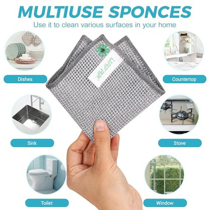 12 Pcs New Upgrade 3-Layer Non Scratch Wire Dishcloth,Cleans Fast Without Scratching, Stands Up to Stuck-on Grime, Multi-Surface Safe, Cleaning Power for Everyday Jobs 7.87“ x 7.87” - color: 12pcs Three-layer [Middle Clip Rag]