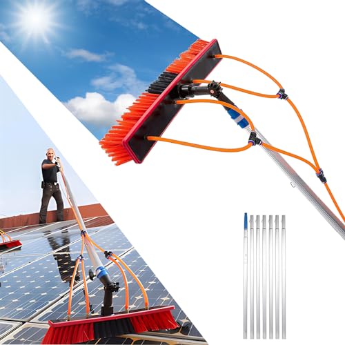 Water Fed Pole & Backpack Combo for Window Cleaning 8m/27FT Telescopic Brush Extendable Window Washer Conservatory Roof Cleaner Photovoltaic Panel Cleaning - color: Silver 55cm, size: 8m/27FT