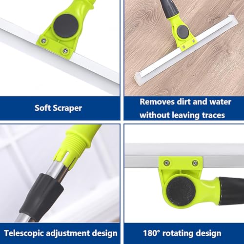 Magic Broom Sweeper, with 51 Long Handle Silicon Broom, Floor Squeegee for Concrete Floor Cleans Glass,Fine Dust,Hair,Liquids