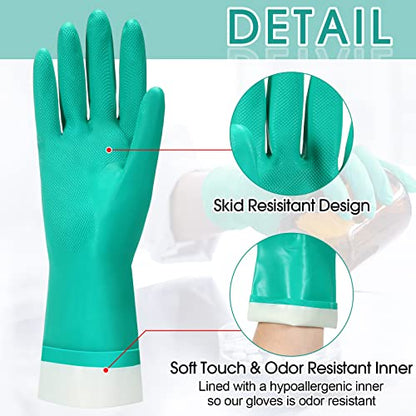 Potchen 20 Pairs Chemical Resistant Gloves Heavy Duty Thick Nitrile Gloves Bulk for Cleaning, Resist Household Acid, Alkali and Oil (X-Large) - size: X-Large