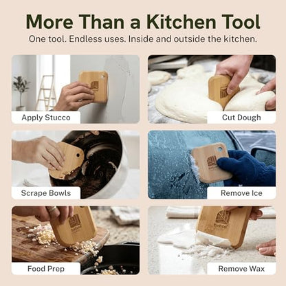 Scraper, Premium Italian Design Bamboo Pot & Pan Scraper Set (3 Pcs)