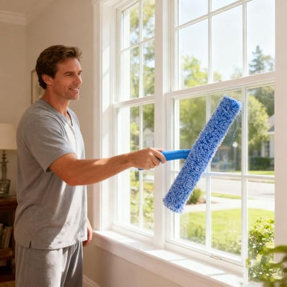 4-Pack Microfiber Window Cleaning Refill Sleeves, 14" Reusable & Washable Squeegee Cloth, Scratch-Free & Highly Absorbent, Fits MR.SIGA & 12"-14" Tools