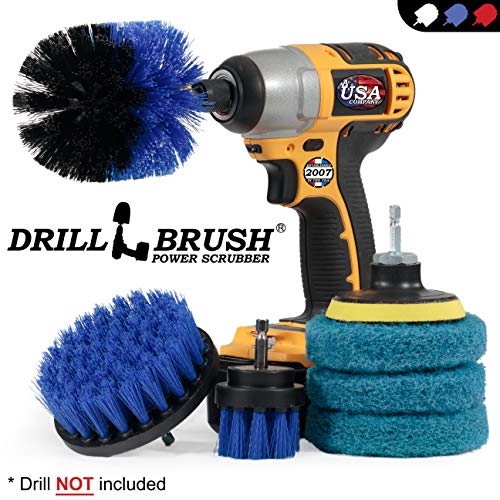 3 Uniquely Shaped Blue Medium Stiffness Brushes and 3 Blue Pads - Boat Cleaning Kit - Marine Vessels - Kayak Scrubber - Pool Cleaner Set - Hull Cleaning - All Purpose Scrubbing Brushes - color: Blue