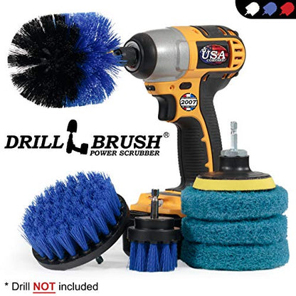 3 Uniquely Shaped Blue Medium Stiffness Brushes and 3 Blue Pads - Boat Cleaning Kit - Marine Vessels - Kayak Scrubber - Pool Cleaner Set - Hull Cleaning - All Purpose Scrubbing Brushes - color: Blue