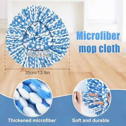 Mop Heads Replacements for O Ceda,Mop Replace Head for Oceda Easywring 1 Tank,4 Spin Mop Replacement Head 1 Scrub Brush and 1 Base Deep Cleaning & Machine Washable
