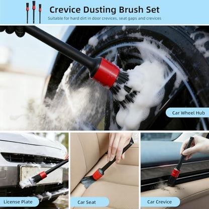 TICARVE 9Pcs Car Interior Detailing Kit - Car Cleaning Brushes, Universal Gel, Microfiber Towel and Storage Bag for Dashboard, Air Vents, Keyboard & Electronics - color: 9PCS-clean set