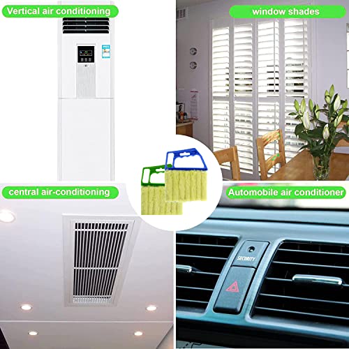 2 Pcs Washable Window Blind Cleaner - Hand-Held Mini Duster Brush for Wood Blinds, Venetian Shades & Air Conditioner Duster - color: Blue、green