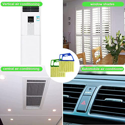 2 Pcs Washable Window Blind Cleaner - Hand-Held Mini Duster Brush for Wood Blinds, Venetian Shades & Air Conditioner Duster - color: Blue、green