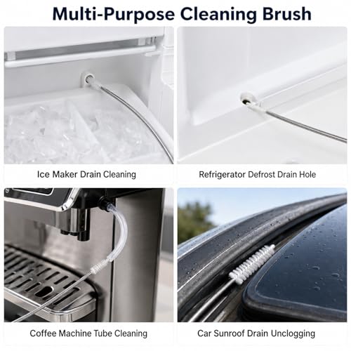 118 Inch Flexible Drain Cleaning Brush – 2-Pack, Stainless Coil for Car, Fridge, Sinks, Pipes, Hoses, Hair & Grease Clogs - size: 118 IN