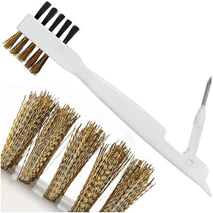 Kitchen Cleaning Scrub Brush - Deep Gas Stove Brass Wire Brushes with Stiff Bristles & Cooktop Scraper, Scrubber for Range Hood Grease Grime, Rust Cleaner for Pot Pan, Household Cleaning Tools - color: White