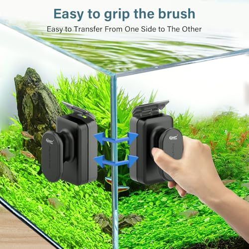 hygger Aquarium Magnetic Glass Clean Tool, Algae Scraper for 0.2 Inch Thick Fish Tank Floating Scrubber Brush with Two Detachable Blades - size: S