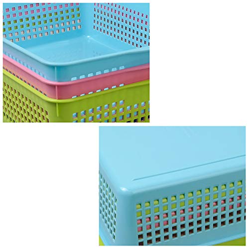 Plastic Storage Baskets Tray, Plastic Classroom Basket Rectangle, 6 Pack