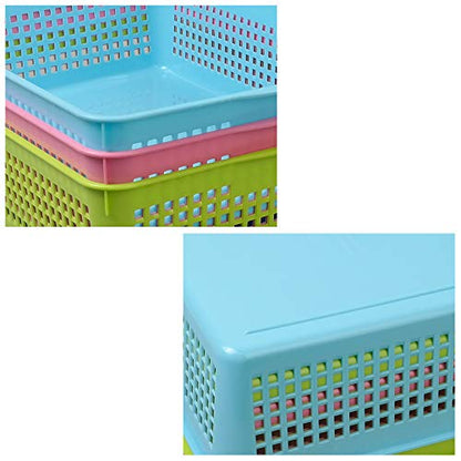 Plastic Storage Baskets Tray, Plastic Classroom Basket Rectangle, 6 Pack