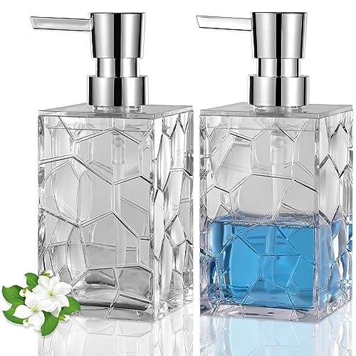 Hand Soap Dispenser, Clear Acrylic Plastic Liquid Pump Bottles Refillable Lotion Dispenser for Bathroom Decor Kitchen College Dorm, 2 Pack - color: Clear, size: 2 Pack