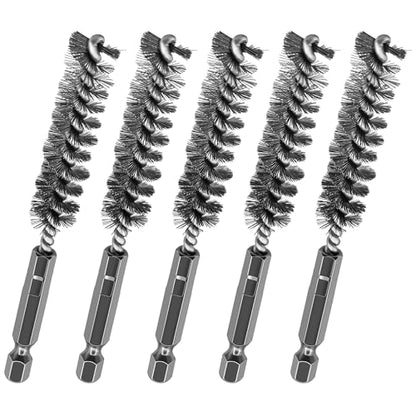 ASNOMY 5Pcs 7/16" Stainless Steel Bore Brush,Stainless Steel Bristles Wire Brush Bore Cleaning Brush Set for Power Drill Cleaning, Abrasive Wire Brush Steel Brush with 1/4" Hex Shank - style: 5Pcs 11mm | 7/16" Inch