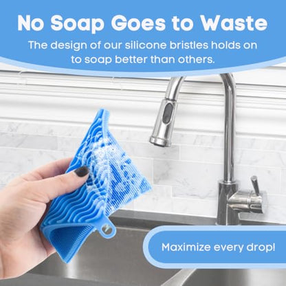 Silicone Dish Sponge Dish Scrubber (Oval and Square) - Dual-Sided, Food Grade Silicone Sponges for Dishes and Housecleaning 2-Pack - color: 2 Pack Grey + Grey