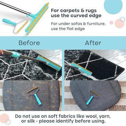 Uproot Cleaner Pro Pet Hair Remover Bundle - Including Xtra Carpet Rake for Pet Hair Removal Tool - Scrape Easy the Cat & Dog Fur from Your Carpet, Rugs, Cat Bed, Car Trunk & More - color: Xtra + Pro