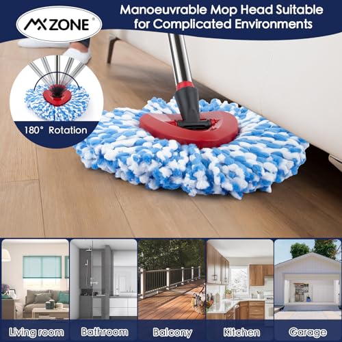 Spin Mop Head Replacement Base Handle Compatible with O Cedar Rinse Clean 2-Tank System, 4 Replace Heads, 1 Mop Handle, 1 Base and 1 Scrub Brush Combo Set - size: 7pcs 2-Tank Mop Set