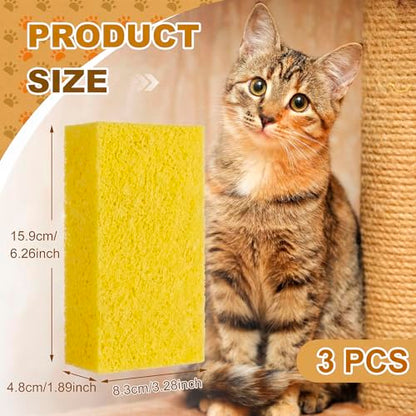 1 Pack Pet Hair Remover Sponge Cat and Dog Hair Sponge Rubber Pet Fur Lifter Removal Tool, Remove from Furniture, Carpet, Bedding, Clothing, 6.26 x 3.28 x 1.89 Inch (Yellow) - color: Yellow