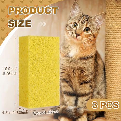 3 Pack Pet Hair Remover Sponge Cat and Dog Hair Sponge Rubber Pet Fur Lifter Removal Tool, Remove from Furniture, Carpet, Bedding, Clothing, 6.26 x 3.28 x 1.89 Inch (Yellow) - color: Yellow