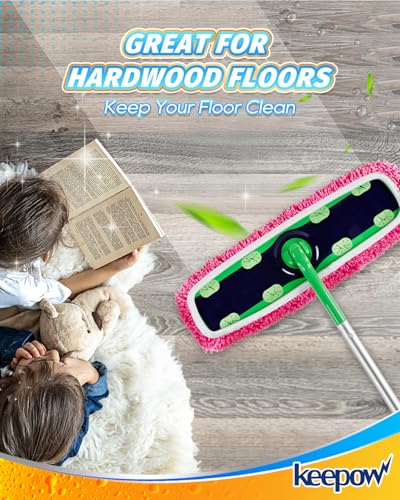 KEEPOW Reusable Microfiber Mop Pads for Swiffer XL Mop | 2 Pack Pink, XL Dry Sweeping Cloths, XL Wet Pads Refills, Heavy Duty Mopping Cloths for Floor Mopping and Sweeping - size: 2 Pack, Pink